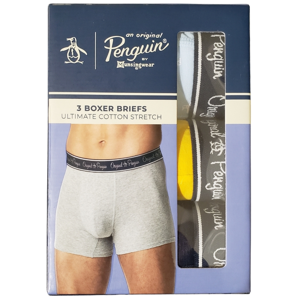 ORIGINAL PENGUIN Men's Ultimate Cotton Stretch Boxer Briefs 3 Pairs NWT
